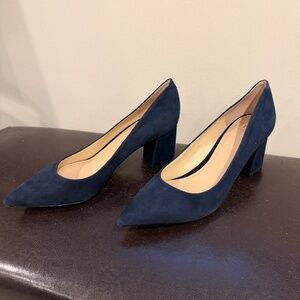 Dark blue chunky heel